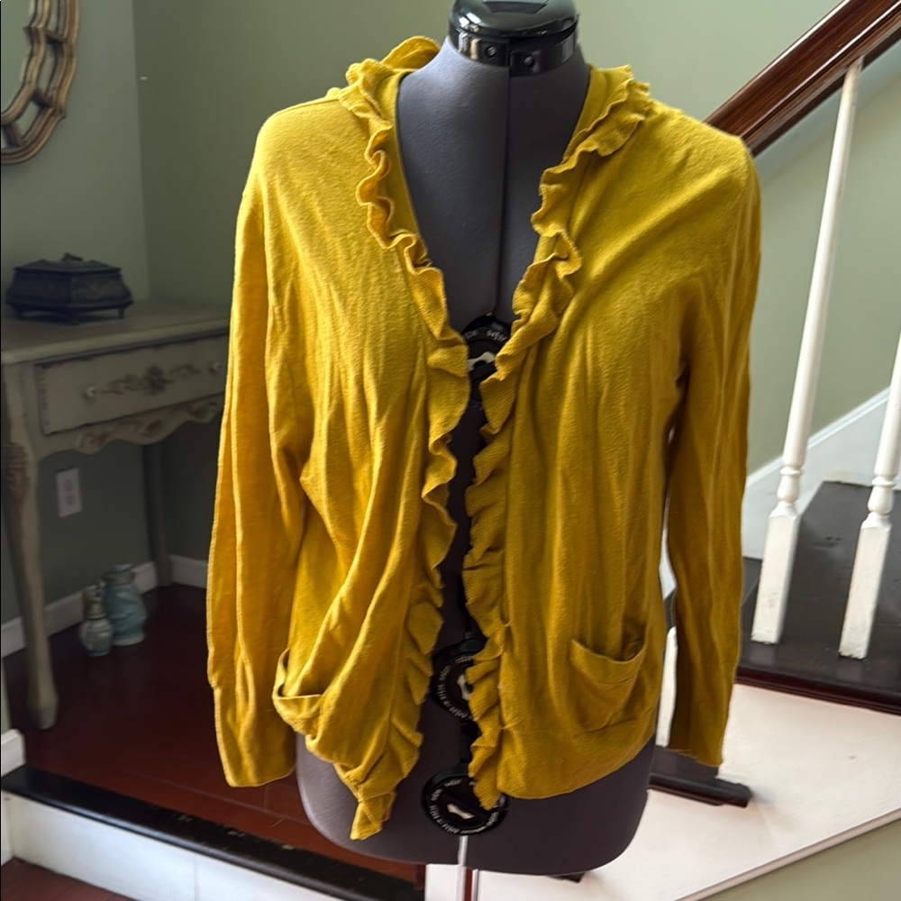 Yellow Ruffled Women's Sweater